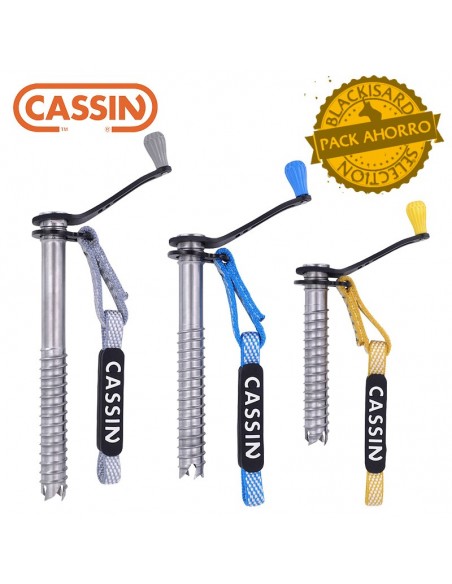 pack 3 rocket plus (13/16/19 cm) - tornillos de hielo con cinta de dyneema - cassin