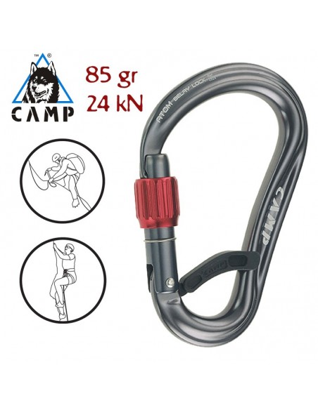 atom belay lock (gun metal) - mosquetón hms con rosca - camp
