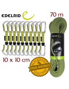 pack cuerda rambla 70m + 10 cintas express slash set - edelrid