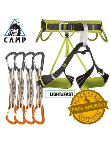 arnes alpine flash + 4 cintas extensibles alpine (60 cm) - camp