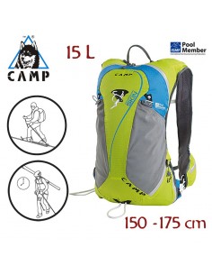 skin s - mochila esquí de travesía 15l 150-175cm (green / light blue) - camp
