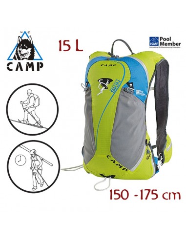 skin s - mochila esquí de travesía 15l 150-175cm (green / light blue) - camp