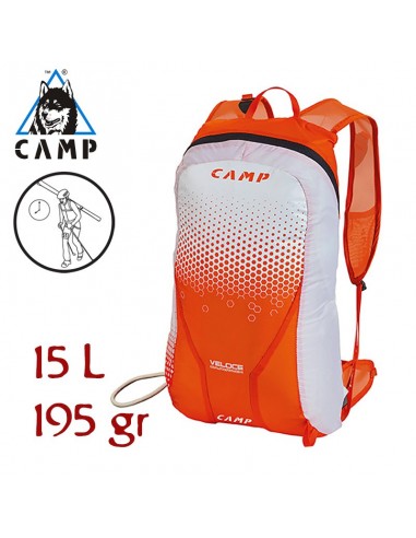 veloce - mochila superligera 15l (orange/white) - camp