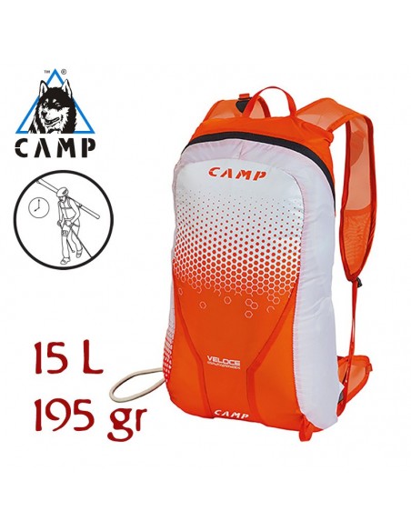 veloce - mochila superligera 15l (orange/white) - camp