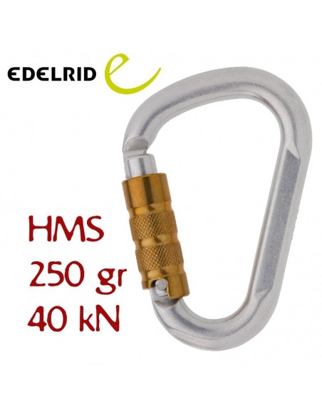 steel hms triple - mosquetón hms acero tres movimientos - edelrid