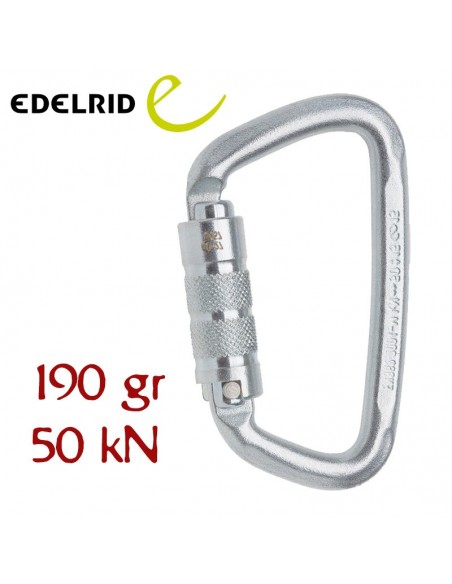 steel d twist - mosquetón de acero asimétrico de dos movimientos - edelrid