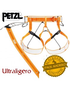 pack arnés altitude + piolet ultraligero ride - petzl