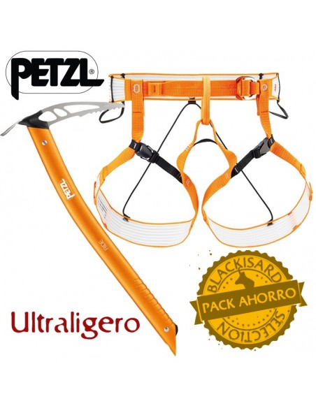 pack arnés altitude + piolet ultraligero ride - petzl