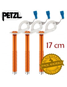 pack 3 laser speed light 17 cm - tornillos para hielo ligeros con manivela integrada - petzl