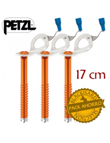 pack 3 laser speed light 17 cm - tornillos para hielo ligeros con manivela integrada - petzl
