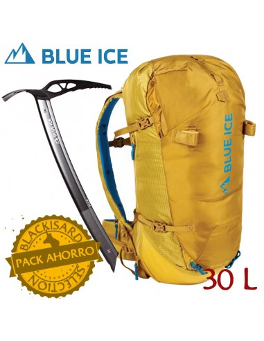 pack mochila kume 30l (super lemon) + piolet falk - pack de skimo y alpinismo - blue ice