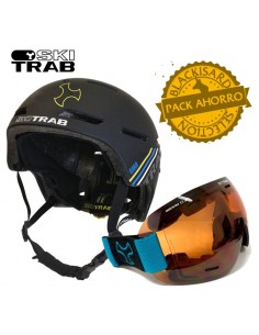 pack casco gara 2 (black-yellow) + aero 2 lents orange - ski trab