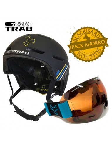 pack casco gara 2 (black-yellow) + aero 2 lents orange - ski trab