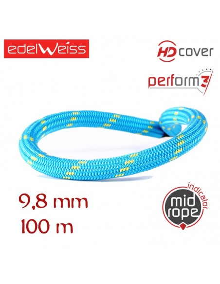 curve 9,8 mm perform 3 - cuerda dinámica 9,8 mm (100m) - edelweiss