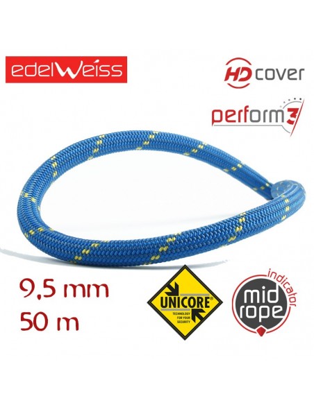 energy 9,5 mm perform 3 unicore - cuerda dinámica 9,5 mm (50m) - edelweiss