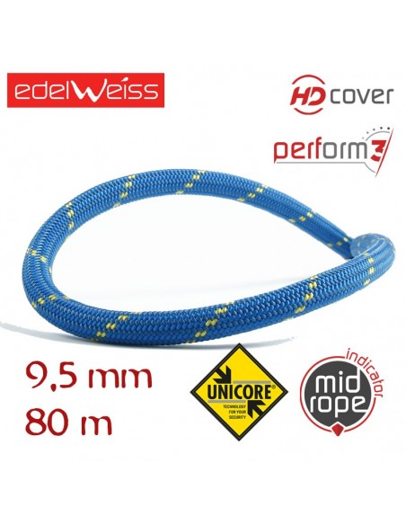 energy 9,5 mm perform 3 unicore - cuerda dinámica 9,5 mm (80 m) - edelweiss