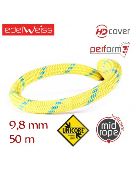 curve 9,8 mm perform 3 unicore - cuerda dinámica 9,8 mm (50 m) - edelweiss