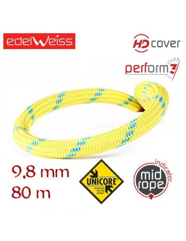 curve 9,8 mm perform 3 unicore - cuerda dinámica 9,8 mm (80 m) - edelweiss