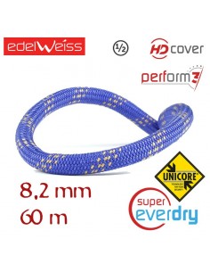 oxygen ii 8,2 mm - perform 3 - unicore - supereverdry - cuerda doble 60 m (azul) - edelweiss