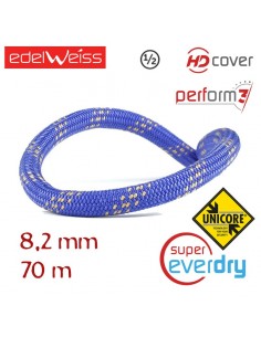 oxygen ii 8,2mm - perform 3 - unicore - supereverdry - cuerda doble 70 m (azul) - edelweiss