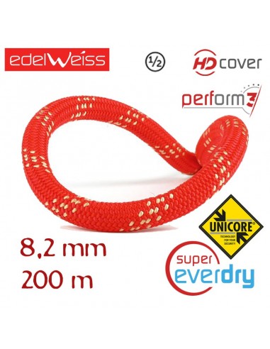 oxygen ii 8,2 mm - perform 3 - unicore - supereverdry - cuerda doble 200 m (roja) - edelweiss