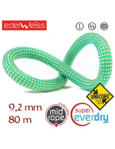 performance 9,2 mm unicore supereverdry - cuerda triple homologación 80 m (verde) - edelweiss