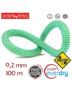 performance 9,2 mm unicore supereverdry - cuerda triple homologación 100 m (verde) - edelweiss