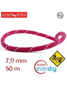 elite 7,9 mm spirit unicore supereverdry - cuerda media 50 m (rosa) - edelweiss