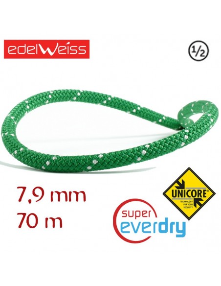 elite 7,9 mm spirit unicore supereverdry - cuerda media 70 (verde) - edelweiss