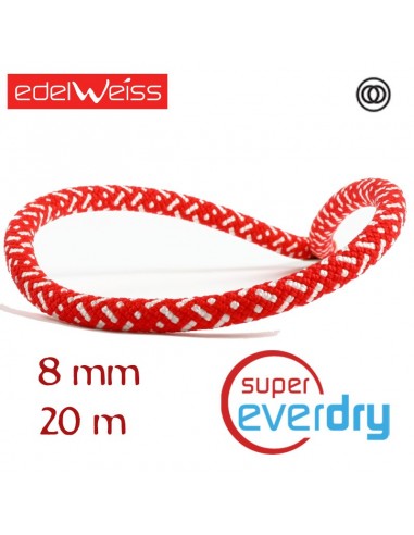 discover 8 mm supereverdry - cuerda para glaciares 20 m (roja) - edelweiss