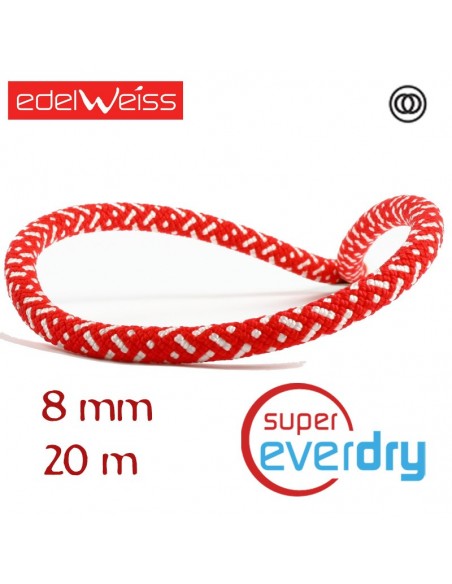 discover 8 mm supereverdry - cuerda para glaciares 20 m (roja) - edelweiss