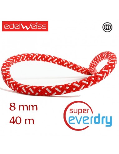 discover 8mm supereverdry - cuerda para glaciares 40 m (roja) - edelweiss