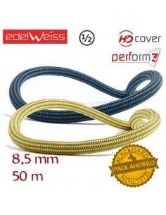 pack 2 cuerdas dobles de 50 m lithium ii 8,5 mm perform 3 (azul y amarillo) - edelweiss