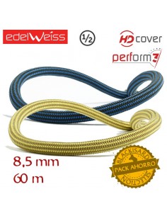 pack 2 cuerdas dobles de 60 m lithium ii 8,5 mm perform 3 (amarilla y azul) - edelweiss