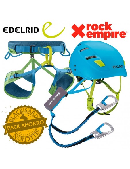 pack ferrata roc de la creu - arnes, casco y disipador para via ferrata