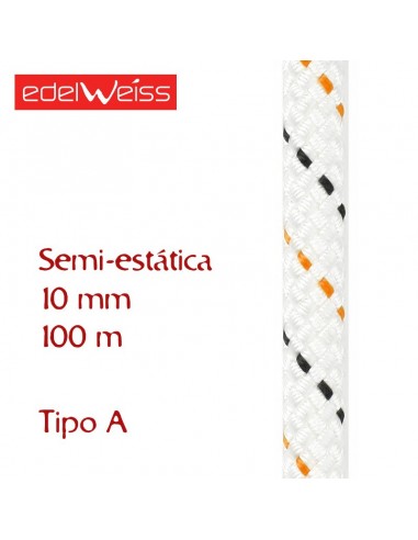 speleo-2 10 mm - cuerda para espeleología 100 m (blanca) - edelweiss