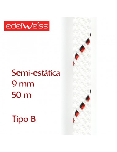 speleo-2 9 mm - cuerda para espeleología 50 m (blanca) - edelweiss