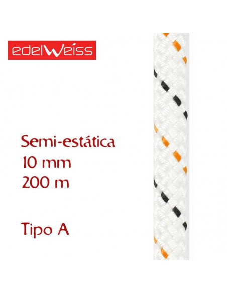 speleo-2 10 mm - cuerda para espeleología 200 m (blanca) - edelweiss