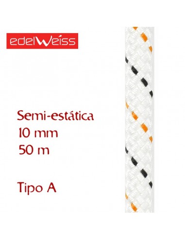 speleo-2 10 mm - cuerda para espeleología 50 m (blanca) - edelweiss