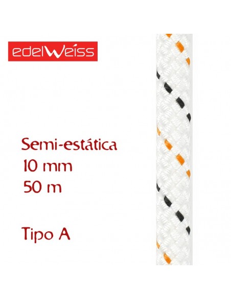 speleo-2 10 mm - cuerda para espeleología 50 m (blanca) - edelweiss