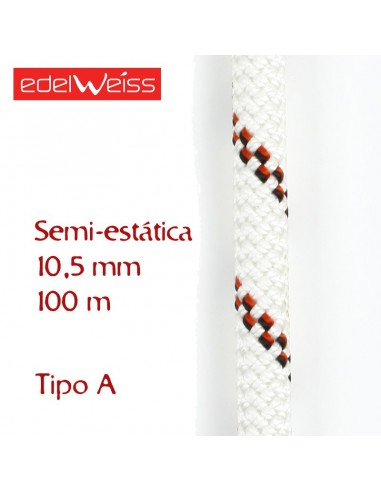 speleo 10,5 mm - cuerda para espeleología 100 m (blanca) - edelweiss