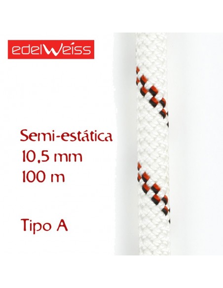 speleo 10,5 mm - cuerda para espeleología 100 m (blanca) - edelweiss