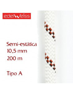 speleo 10,5 mm - cuerda para espeleología 200 m (blanca) - edelweiss