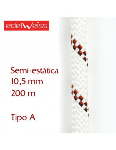 speleo 10,5 mm - cuerda para espeleología 200 m (blanca) - edelweiss
