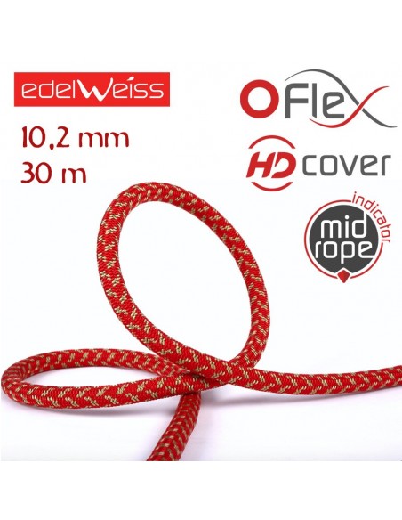 o-flex 10,2 mm - cuerda simple para rocódromo 30 m (roja) - edelweiss