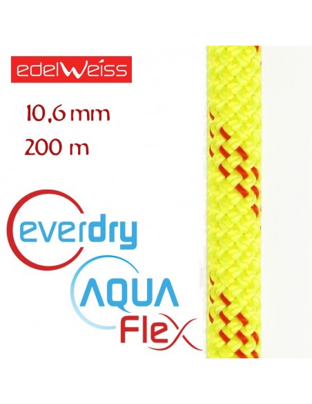canyon 10,6 mm aquaflex everdry - cuerda para barrancos 200 m (amarilla) - edelweiss
