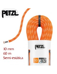 club 10 mm (naranja) - cuerda de 60 m semiestática para espeleo y barrancos - petzl