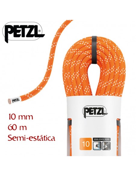 club 10 mm (naranja) - cuerda de 60 m semiestática para espeleo y barrancos - petzl