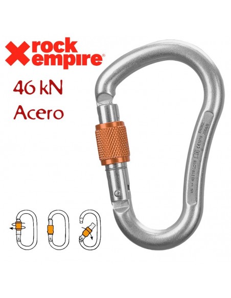 magnum steel s - mosquetón de rosca de acero - rock empire