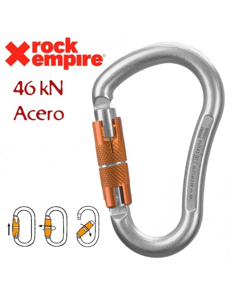 magnum steel t3 - mosquetón acero automático 3p - rock empire